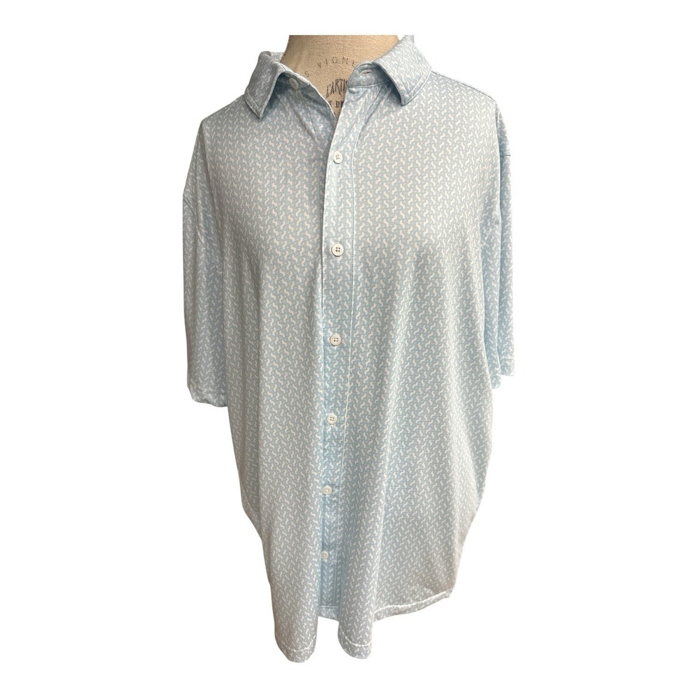Johnston & Murphy Performance Men's Golf Shirt Clean XXL Floral Button Up